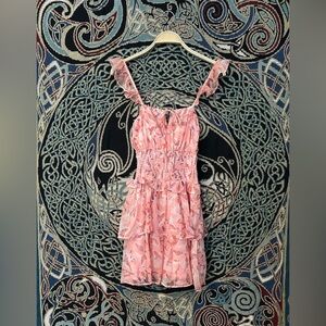 O.Vianca Pink and White Floral Dress